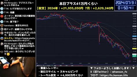 本日プラス41万円くらい 7月30日（火）【fxトレードライブ配信】ドル円秒スキャ｜ Youtube