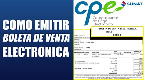 Como Emitir Una Boleta De Venta Electronica Cpe Sunat 2020 Youtube