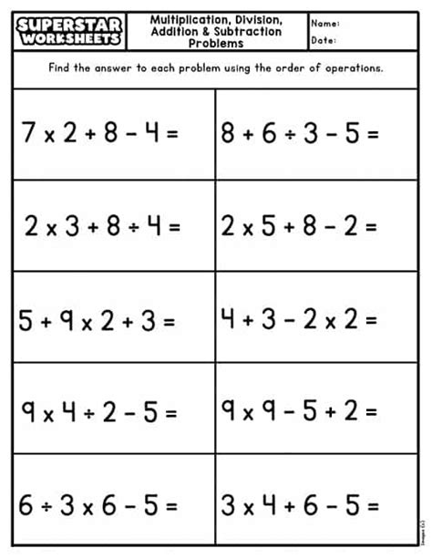 Order Of Operations Worksheets Free Order Of Operations Coloring