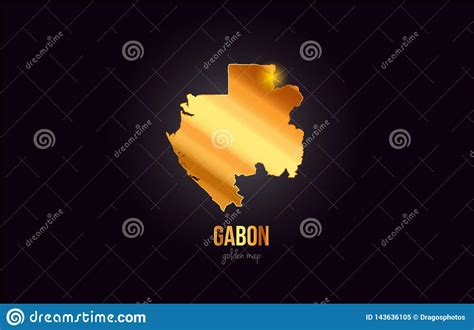 Gabon Country Map Black Silhouette And Outline Isolated On White