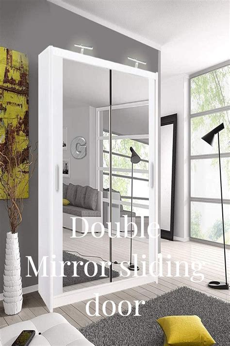 Ac Milan Modern Double Mirror Sliding Door Wardrobe With Led Light