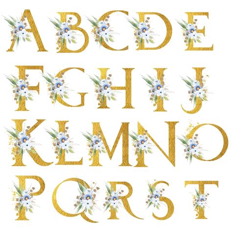 Gold Floral Alphabets Clipart Baby Alphabet Letter Etsy Australia