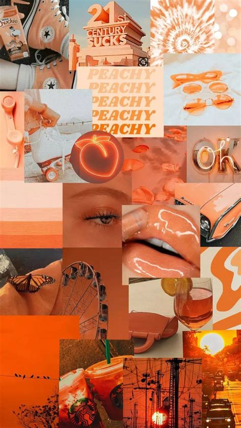 Collage Lockscreen Wallpaper Orange Aesthetik Lightorange Peachorange