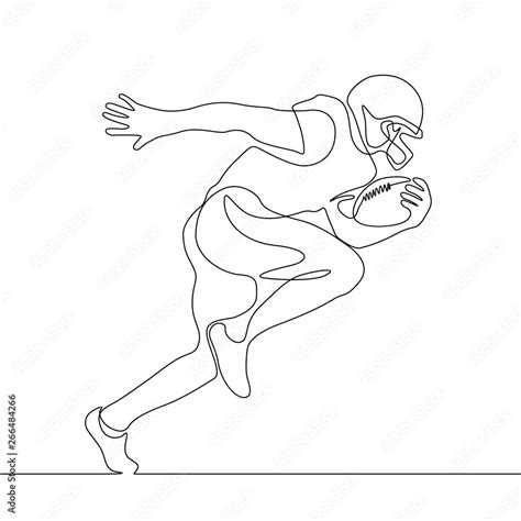 Continuous one line drawing running american football player Stock Vector | Adobe Stock