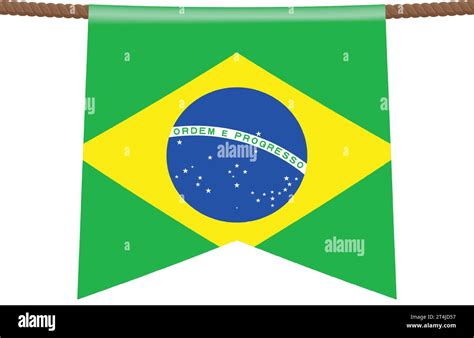 Brazil National Flags Hangs On Ropes White Vector Image Stock Vector