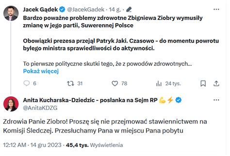 Zbigniew Ziobro jest poważnie chory Posłanka lewicy postanowiła z