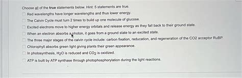 Solved Choose All Of The True Statements Below Hint 5 Statements