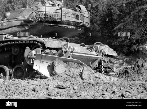 A Right Front View Of An M Main Battle Tank Equipped With A Track