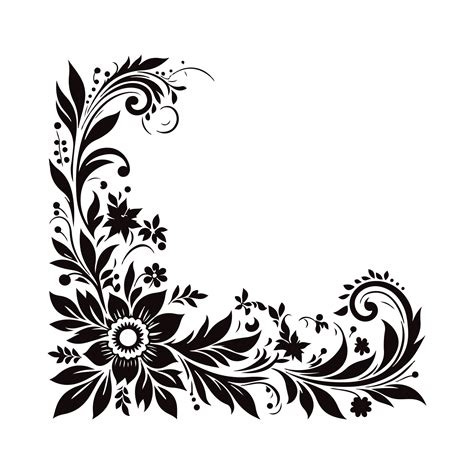 Floral Corner Border Silhouette With White Color Background 46589058