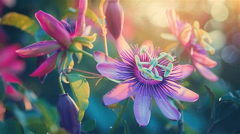 Beautiful Passion Flower In A Garden Background Flower Passion Green