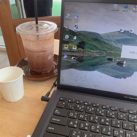 Cafe, iced chocolate, laptop, aesthetic, working outside,