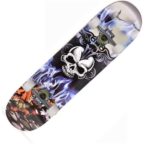 Skateboard T Te De Mort Gris Orange Skate X Cm Couches Eois D