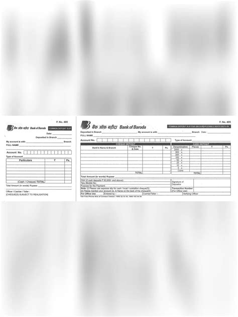 BOB Cash Cheque Deposit Slip PDF InstaPDF