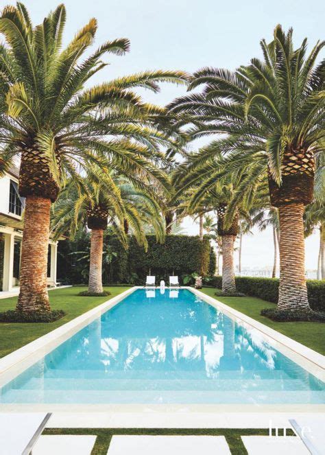 Palm Tree Lined Swimming Pool Landscape With Water Views Luxesource