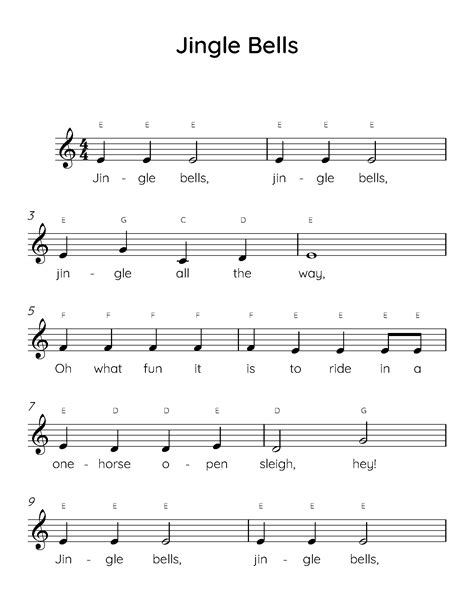 Jingle Bells Easy Piano Sheet Music