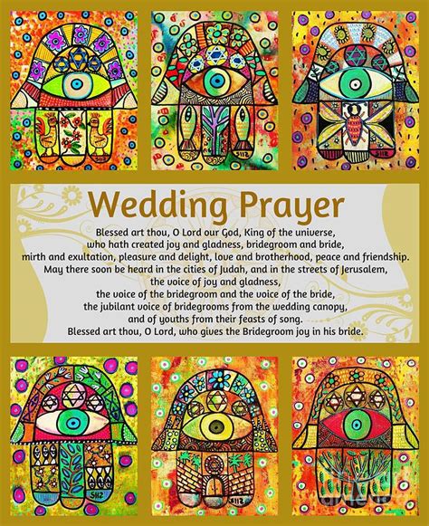 Jewish Wedding Prayer Golden Hamsa Painting By Sandra Silberzweig