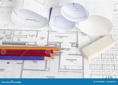 Architectural Blueprint Of Office Building Stock Photography - Image ...