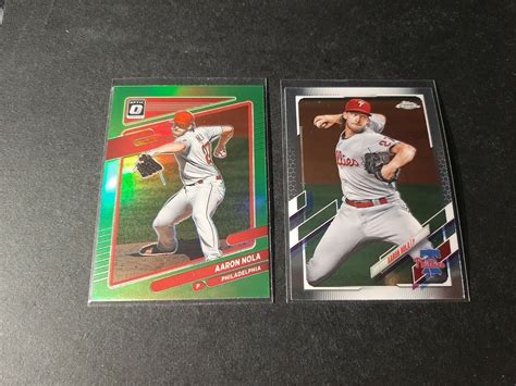 2021 Panini Optic Donruss Aaron Nola 129 Lime Green Prizm 2021 Topps