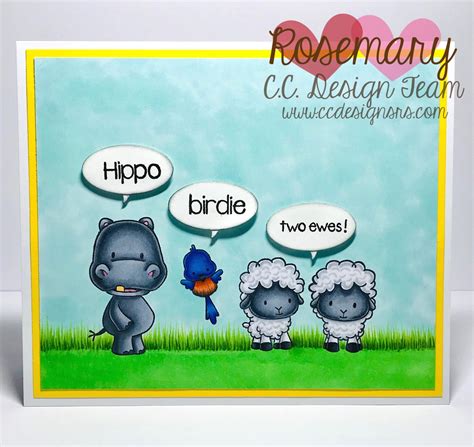 Hippo Birdie Two Ewe! - C.C. Designs Rubber Stamps