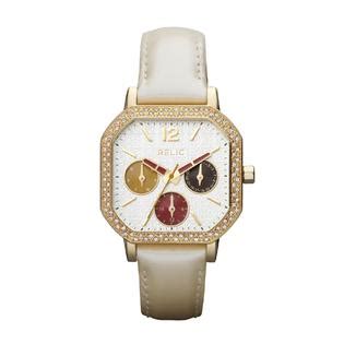 Relic Ladies Cream Colored Leather Band with Silver Dial Watch ...