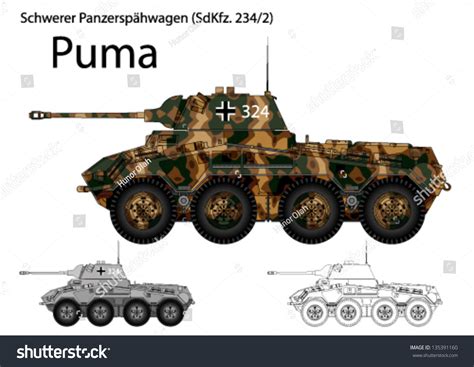 Ww2 German Sdkfz 2342 Puma Armored Stock Vector Royalty Free