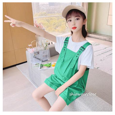 オーバーオール キッズ サロペット 子供服 ベビー ショートパンツtシャツ 2点セット オールインワン 女の子 ボトムス 可愛い ジュニア