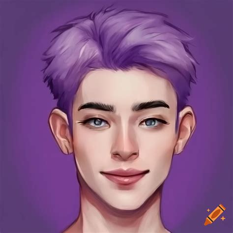 Portrait Of A Smiling Man With Short Pastel Purple Hair On Craiyon