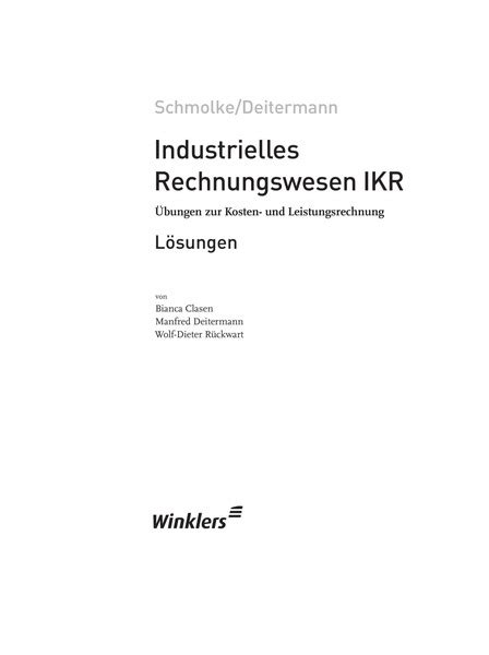 Industrielles Rechnungswesen Ikr Bungen Zur Kosten Und