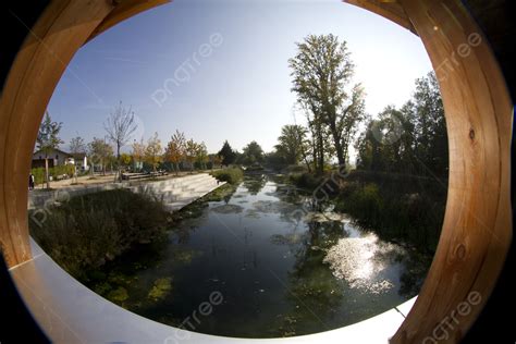 Landscape Through Frame Fish Eye Geneve Architecture Photo Background ...