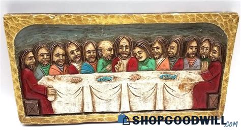 The Last Supper Carved Wood Raised Print Wall Picture X X In