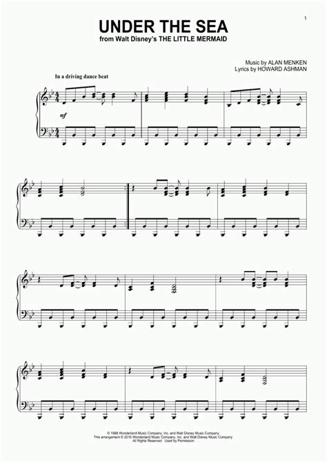 Under The Sea Piano Sheet Music | OnlinePianist