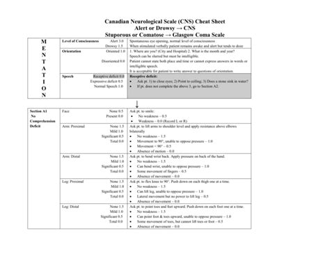 Cns Cheat Sheet