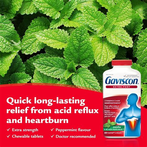 Gaviscon Extra Strength Peppermint Tablets Count Fast Heartburn