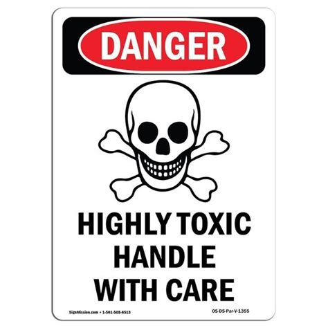 Signmission Safety Sign Osha Danger 7 Height Highly Toxic Handle With Care Portrait Os Ds D