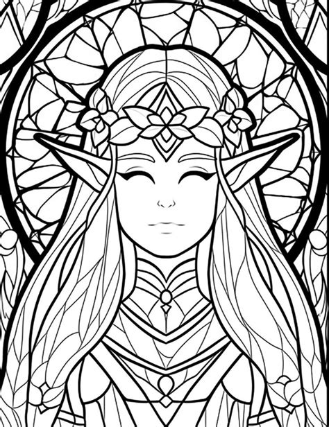 Fantasy Fairy Stained Glass Coloring Page