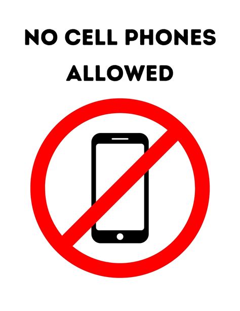 Printable No Cell Phones Allowed Sign, Printable No Cell Phone Use in