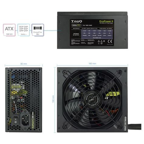 Tooq Ecopower II ATX 700W Active FPC Power Supply Techinn