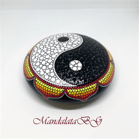 Yin Yang Mandala Stone Art Yin Yang Stone Dotting Painting Etsy