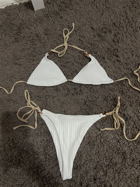 Large White Bikini Set Women S Fashion Swimwear Bikinis Swimsuits On Carousell