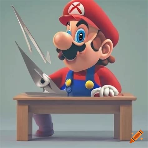 Mario Bros Character Cutting Papers With Scissors On Craiyon