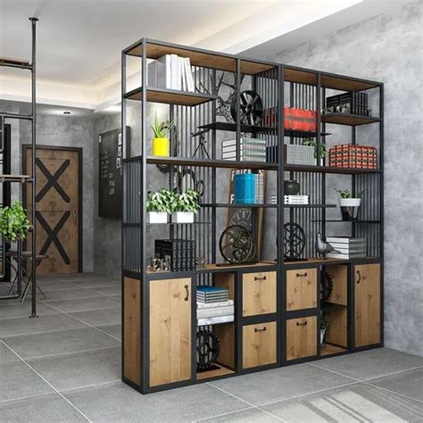 70 Industrial Etagere Bookshelf With Door In Metal Homary Muebles