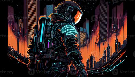 neon space explorer, digital art illustration, 23042773 Stock Photo at ...