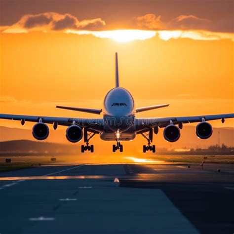 Passenger Airplane Landing On Runway In Airport Stock Illustration Illustration Of Passenger