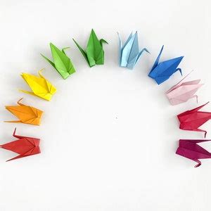 10 Origami Kraniche Set Regenbogen Rainbow Pride Etsy