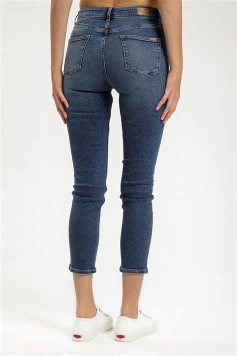 Jeansy Damskie Ciemnoniebieskie Mom Jeans New Mom P