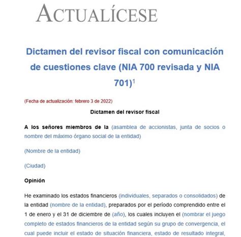 VA22 Dictamen de revisor fiscal cuestiones clave Actualícese