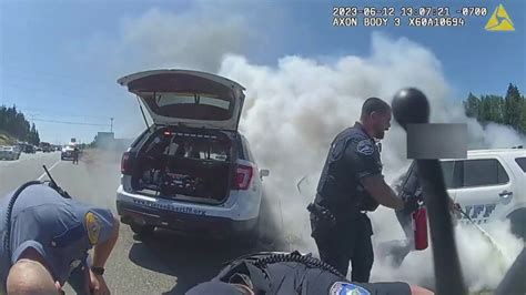 Bodycam Video Shows Police Arrest Suspected Carjacker Save Woman From Burning Car