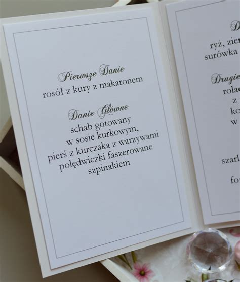 Eleganckie Srebrne Otwierane Menu Weselne Z Wydrukiem Da