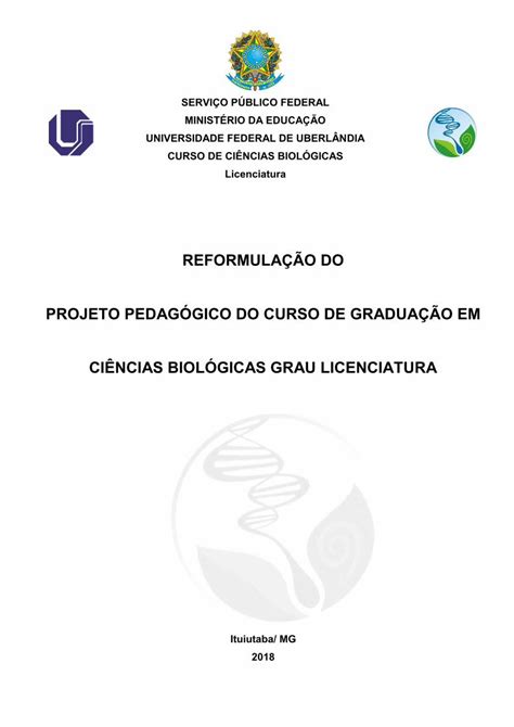 Pdf Projeto Pedag Gico Do Curso De Ci Ncias Biol Gicas Grau