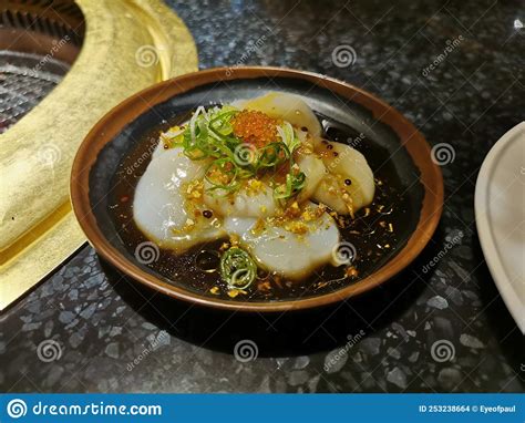 Japanese Fresh Hokkaido Scallops Salad With Sesame And Garlic Salty